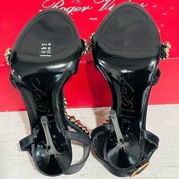 Roger Vivier Bronze Caviar Embellished Stiletto Heels Size 36.5 NWB $1795 Black - Picture 13 of 15